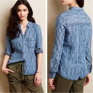 Holding Horses Ikat Print Denim Shirt